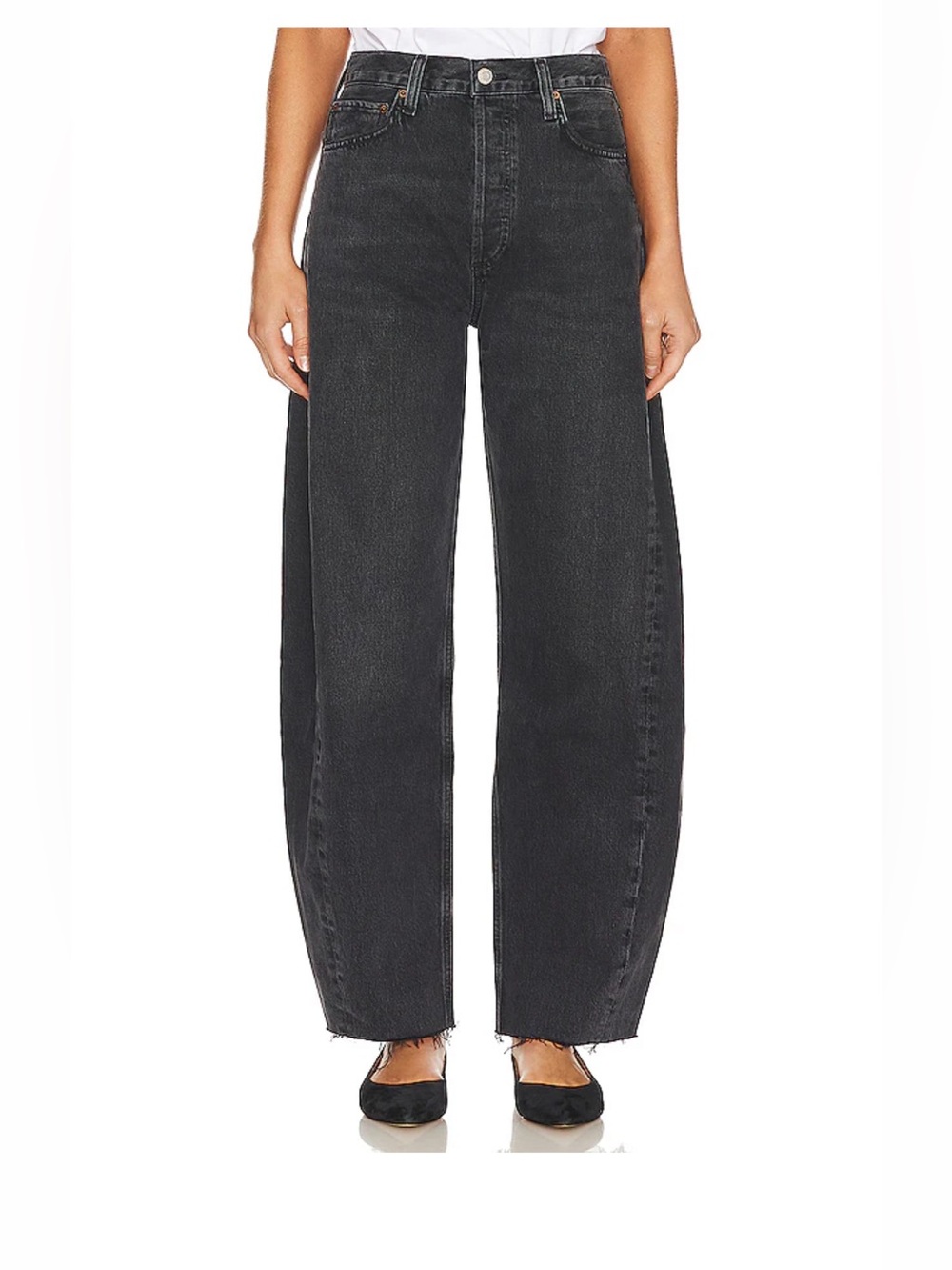 Agolde Luna Pieced Wide Leg Jeans in Dark Gray Possess size 29 NWT